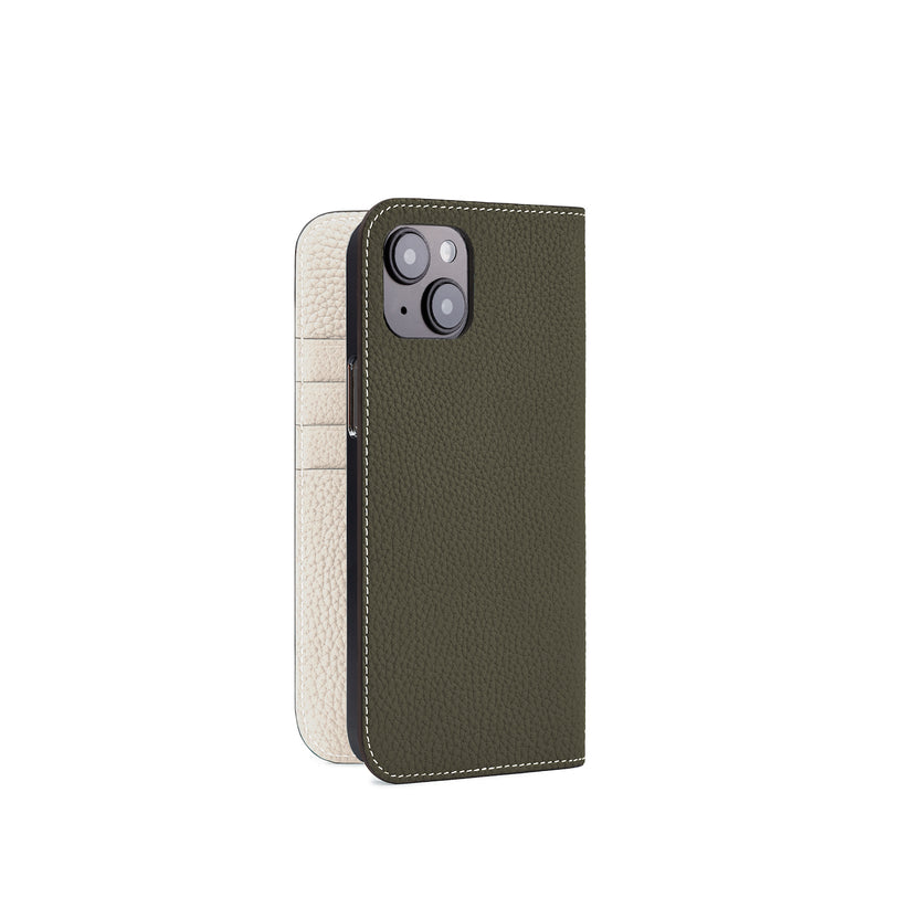 (iPhone 14 Plus) Diary Case Shrink Leather