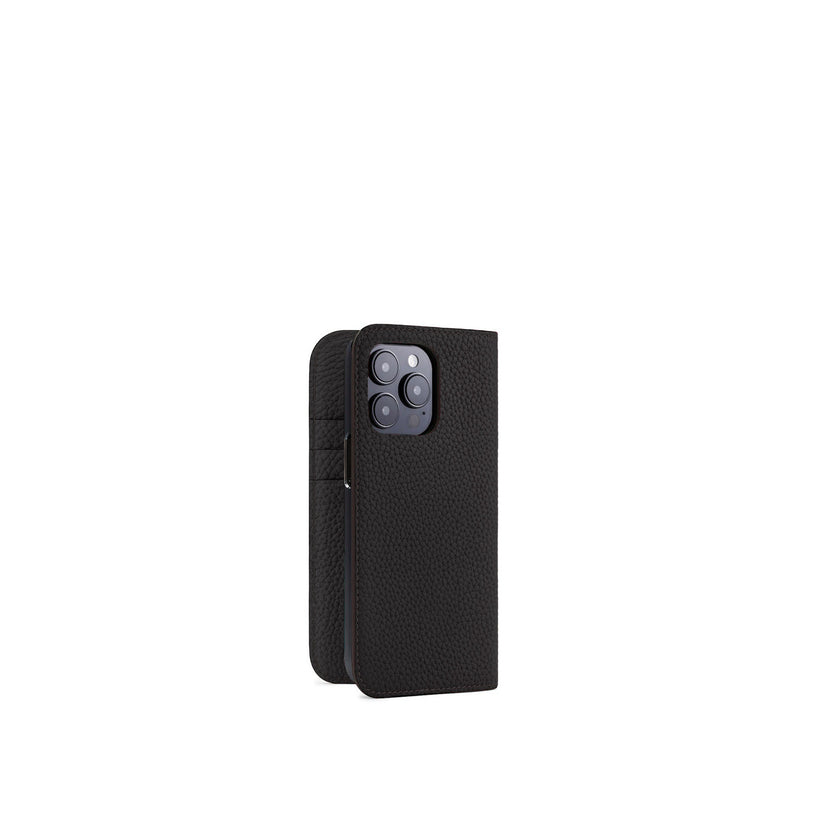 (iPhone 14 Pro) Diary Case Shrink Leather
