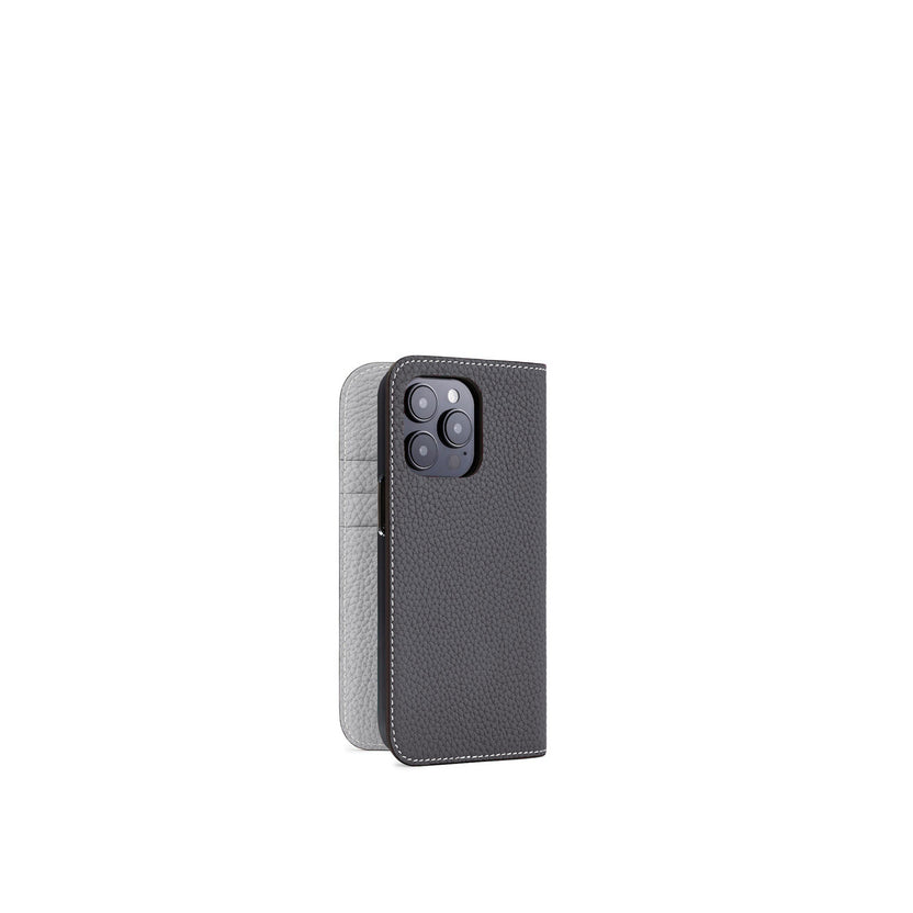 (iPhone 14 Pro) Diary Case Shrink Leather