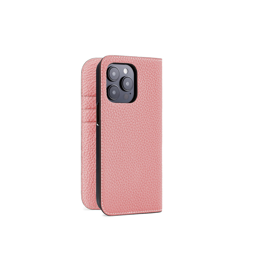 (iPhone 14 Pro) Diary Case Shrink Leather