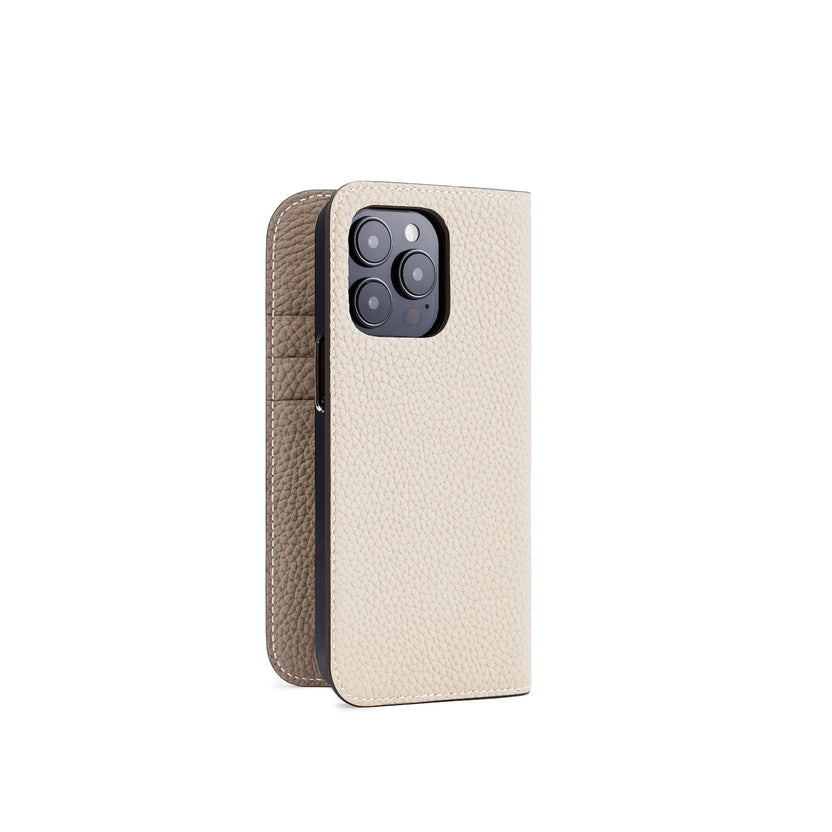 (iPhone 14 Pro) Diary Case Shrink Leather