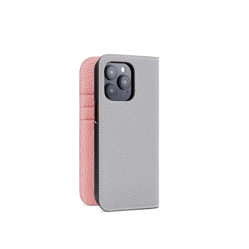 (iPhone 14 Pro) Diary Case Shrink Leather