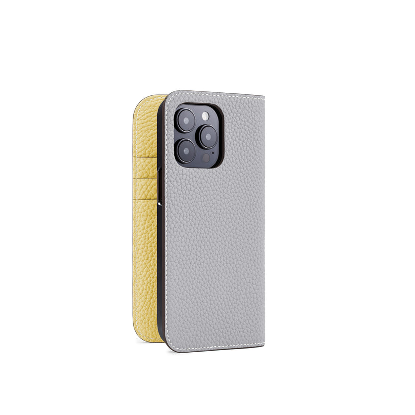 (iPhone 14 Pro) Diary Case Shrink Leather