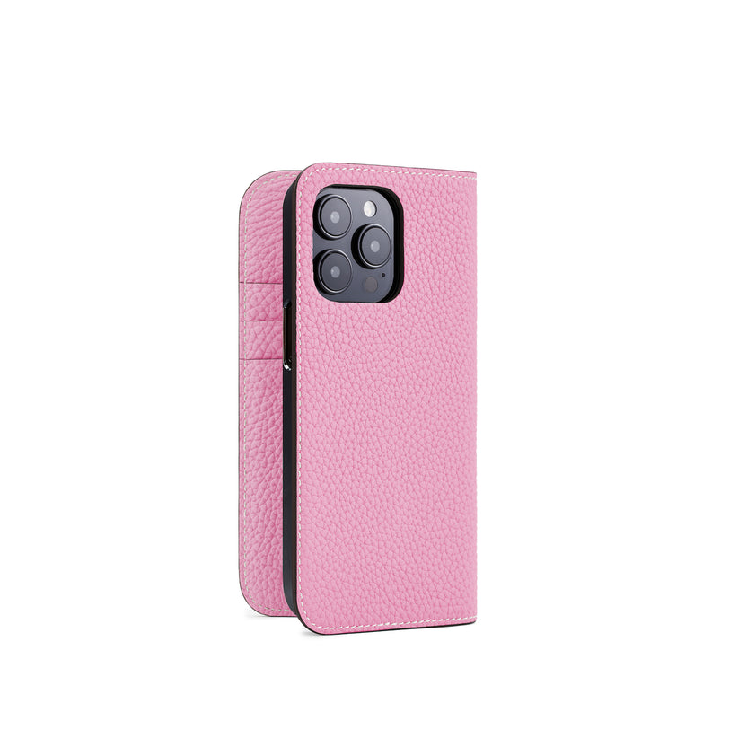 (iPhone 14 Pro) Diary Case Shrink Leather