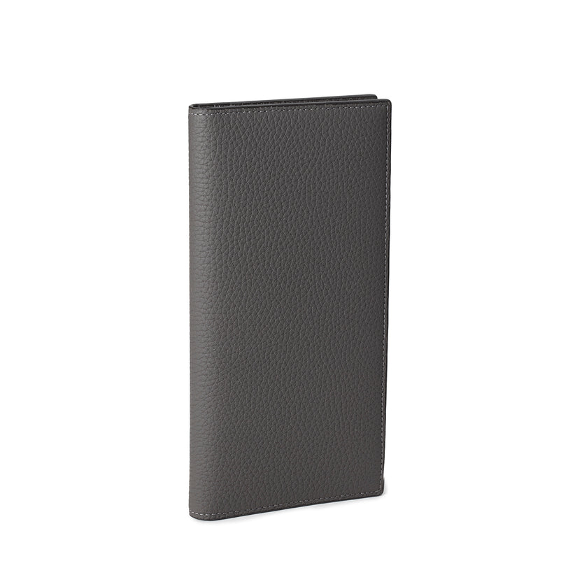 Men Vertical Long Wallet Shrink Leather